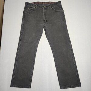 Wrangler jeans men's size 38X30 dark grey colour straight leg denim